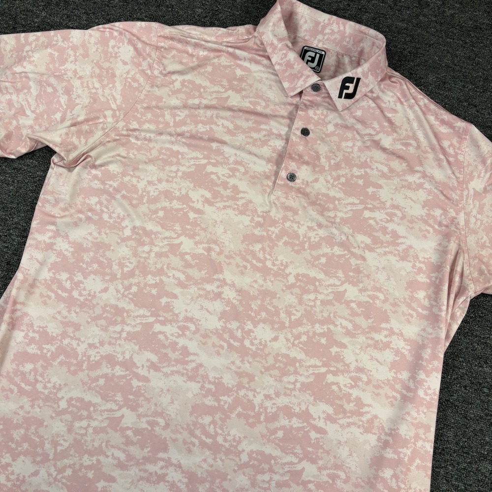 FootJoy Tour Issue Polo Shirt Mens 2XL Pink Camo Athletic Fit Short Sleeve Golf